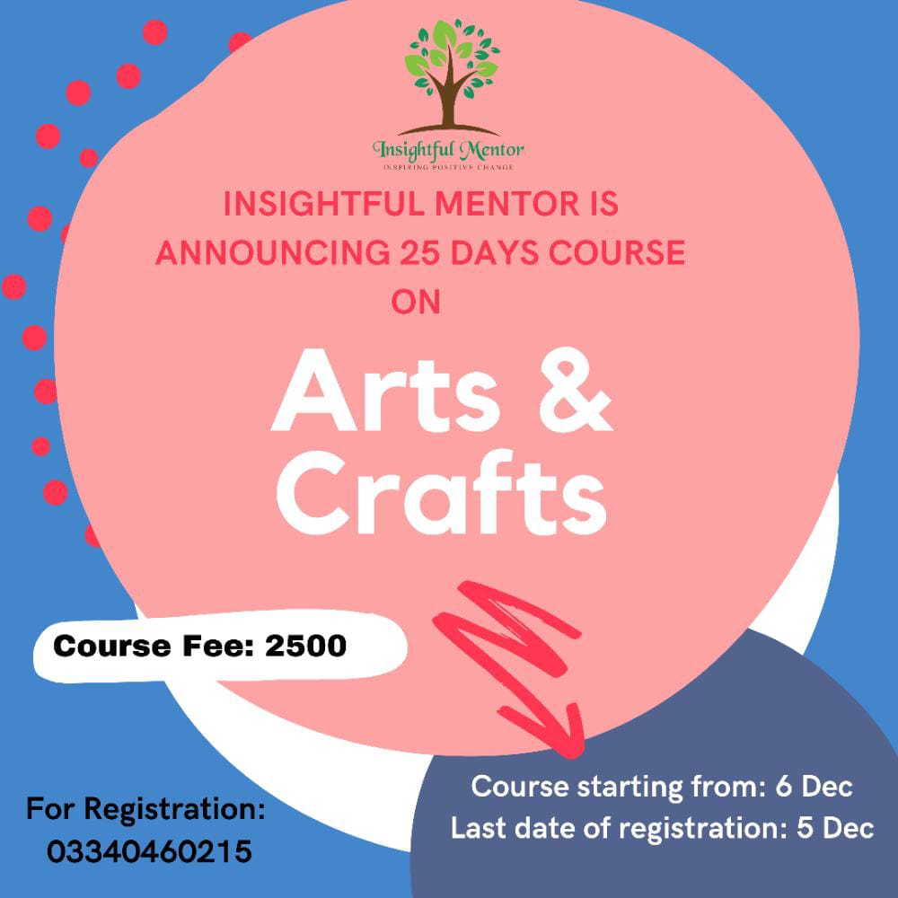 InsightfulMent1's tweet photo. An interesting course for the arts and crafts lovers. A 25 days course on Arts and Crafts. Get registered before 5 December.
#ShortCourses
#ArtsandCraftsCources https://t.co/tyAzZ4BIvM