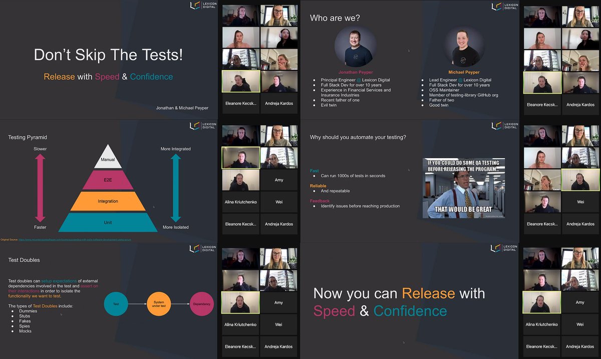 Lexicon______'s tweet photo. Shoutout to our Engineers Jonathan and Michael Peyper for presenting at the latest @codelikeagirlau Lunch &amp; Learn for all their members! Our team's presentation revolved around testing, and why you should never skip tests!

https://t.co/j69oPHlzV3

#lexicondigital #codelikeagirl https://t.co/Vqgkkc7JRH