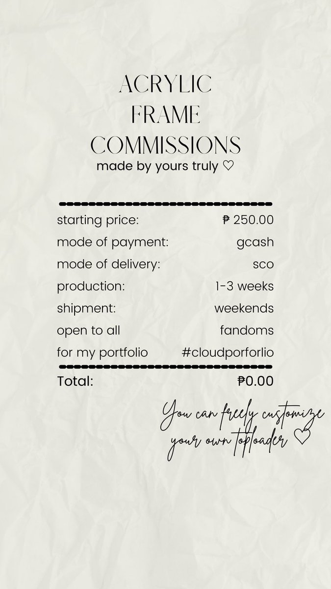 sunshinecartz's tweet photo. ꒰ wts | lfb | ph | #twilightcomms ꒱
⌗ toploader, acrylic & vaccination card deco commissions
↳ price range ₱80 - ₱400
↳ dm to order
↳ rcbyt ! https://t.co/Ni9jJsnEpB
🏷wts lfb deco toploader commissions painted acrylic frame photocard https://t.co/bPfmG25xob