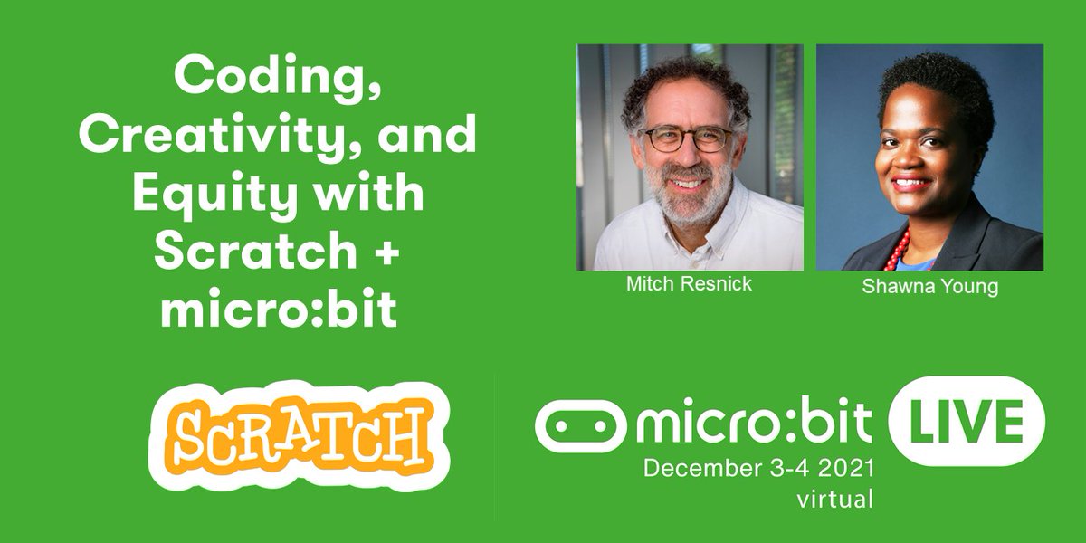 microbit_edu's tweet image. Register now for #microbitLIVE 2021 to hear from more than 80 educators, researchers, &amp;amp; technical developers from 28 countries about their work with the BBC micro:bit

The event kicks off with a presentation by Mitch Resnick &amp;amp; Shawna Young from @scratch 

microbit.org/news/events/li…