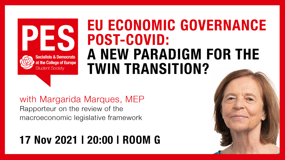 coe_pes's tweet photo. Are we witnessing the emergence of new economic paradigms or is Covid response an exception to the rule?
Join the PES Society at the College of Europe with Margarida Marques, Rapporteur on the review of the macroeconomic legislative framework in the European Parliament! https://t.co/f4lj05PuEv