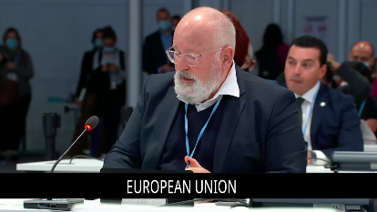 Emotional intervention from Frans Timmermans at #CoP26 as he holds up a photograph of his baby grandson, who will be 31 in 2050. 

"If we fail...he will fight with other human beings for water and food...This is personal, this is not about politics."
