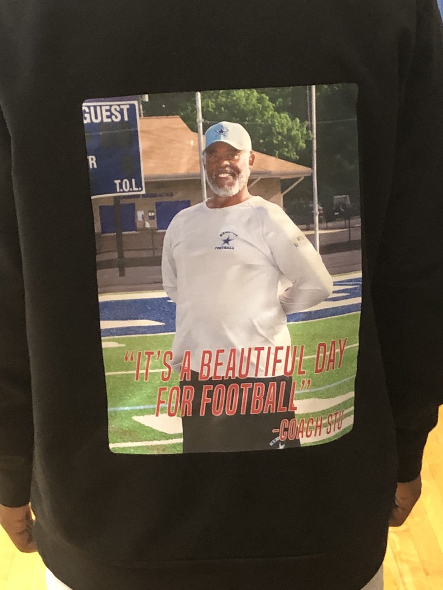 Bomber_Football's tweet image. Sean Patrick with a special hoodie for Coach STU!  Everyday, no matter what…. Coach STU is right, “It’s a BEAUTIFUL DAY FOR FOOTBALL!”  #ForStu #ToughenUp @BomberEliteClub