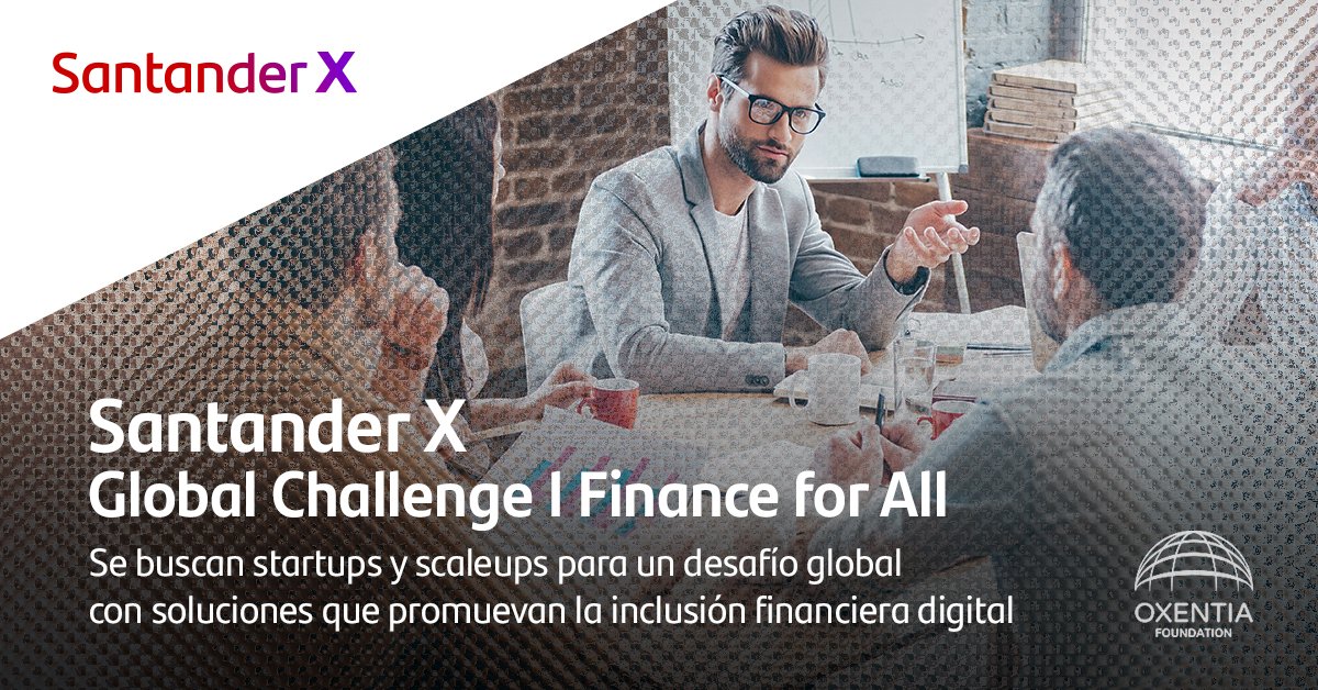 #SantanderXGlobalChallenge | Finance For All 👉 És un repte per a #startups i #scaleups amb solucions innovadores en l'àmbit de la inclusió financera.

🏆 120.000 € en premis, mentoria, visibilitat...

⏳ Termini: 16 de novembre.

🔗 bit.ly/2YDlDOW

#FinTech