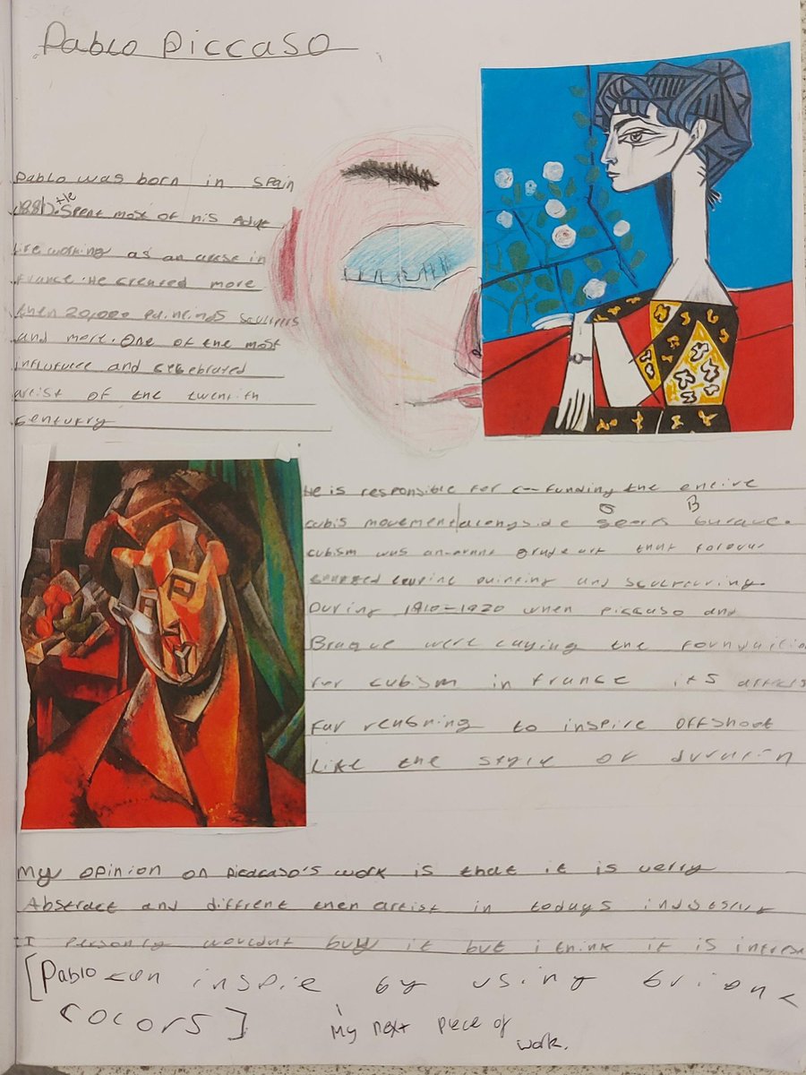 SSA_ADT's tweet photo. 8Y2 have been learning how to analyse an artist and their work these are a few of the great examples the class produced. Not bad for a first attempt. https://t.co/ZoVoiFbyyQ