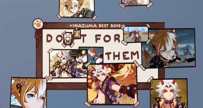 made a quick little thing to keep myself strong and motivated, please come home!! 🙏🙏
#GenshinImpact #Itto #Gorou 