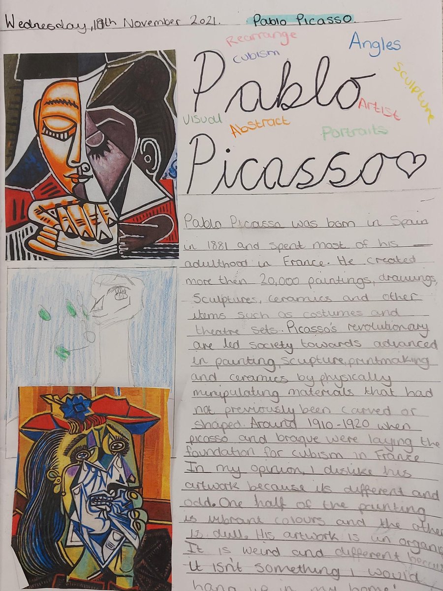 SSA_ADT's tweet photo. 8Y2 have been learning how to analyse an artist and their work these are a few of the great examples the class produced. Not bad for a first attempt. https://t.co/ZoVoiFbyyQ