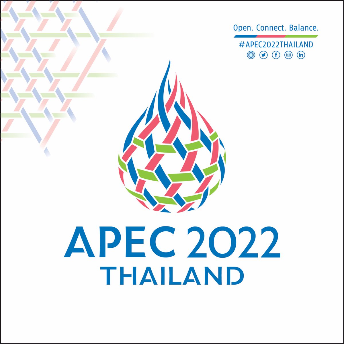 #APEC2022THAILAND Theme 'Open. Connect. Balance.' OPEN to ALL opportunities by facilitating trade & investment. CONNECT in ALL dimensions through safe & seamless resumption of cross-border travel. BALANCE in ALL aspects towards sustainable & inclusive growth.