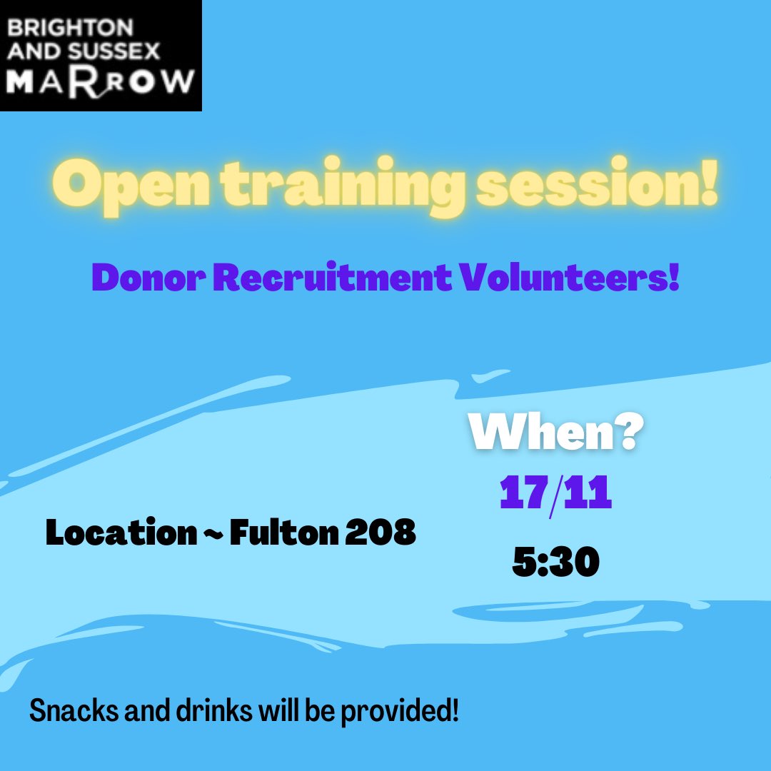 Join us in our open training session and become a lifesaver. In this session you will learn everything about becoming a volunteer to recruit donors and you will be able to ask any questions you may have! Snacks and drinks will be provided 🍩🍿 See you all there!! 😁
