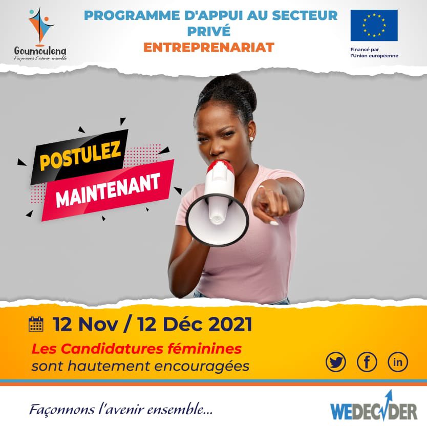 tchadinfos's tweet photo. #MESSAGE Vous désirez être un #Entrepreneur. Candidatez à #Goumoulena et profitez d'un accompagnement pour atteindre votre maximum

Lien de la plate-forme : https://t.co/IHWY4duCrc 

Suivre le programme @Yalah97371646

#Tchad #Adjib #UE #Formation #Incubateur https://t.co/e0wMvAZruF