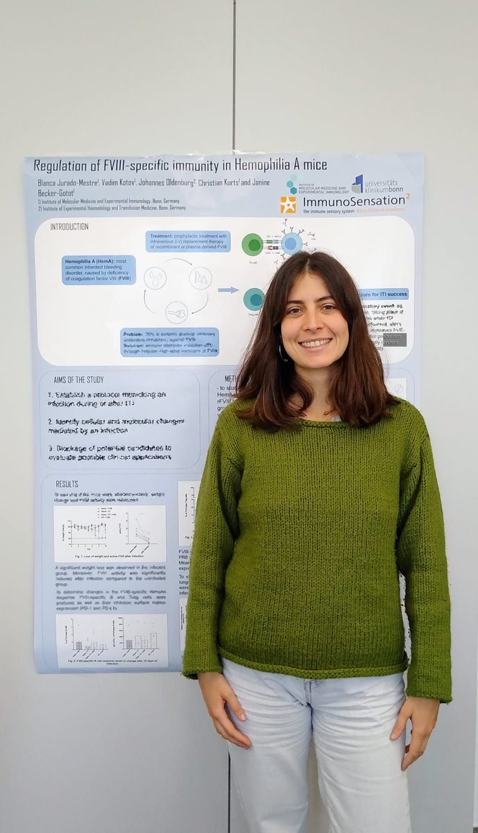 Christian Kurts (@chrkurts) on Twitter photo Congrats to Blanca Jurado Mestre from the Gotot Lab at @IEI_Bonn <a href="/UniBonn/">Rheinische Friedrich-Wilhelms-Universität Bonn</a> for receiving a Poster award during the <a href="/ImmunoSens/">ImmunoSensation</a> #clustersciencedays for her work on B cell tolerance in hemophilia Congrats to Blanca Jurado Mestre from the Gotot Lab at @IEI_Bonn <a href="/UniBonn/">Rheinische Friedrich-Wilhelms-Universität Bonn</a> for receiving a Poster award during the <a href="/ImmunoSens/">ImmunoSensation</a> #clustersciencedays for her work on B cell tolerance in hemophilia