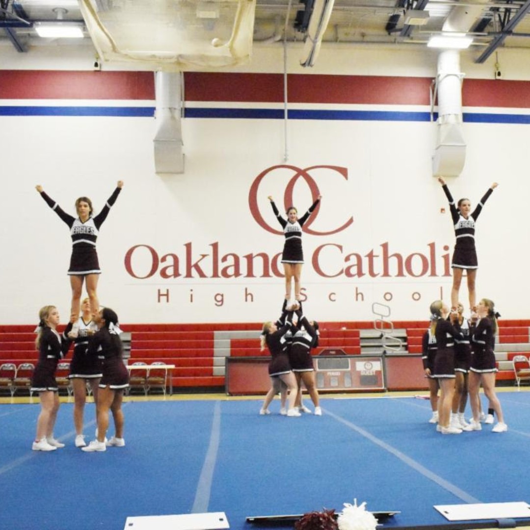 OCHS_Pittsburgh's tweet photo. The #OCcheer team placed 4th at the Bethel Park High School Competition, beating a handful of local public schools. The team narrowly missed third place and is ready for the UCA Regional competition this Sunday, November 14.

#SoarEagles 🦅 https://t.co/HzWGpXfhO4