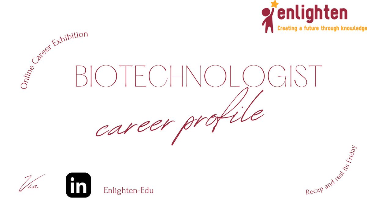 en_lightenedu's tweet photo. #RecapAndRestItsFriday
#OnlineCareerExhibition
Being a Biotechnologist may be for you, check out this week #FridayBlogPost (https://t.co/dmAeGHamfj) to find out.
#ELearning #CareerDay #Science https://t.co/nLVGwOaIlt
