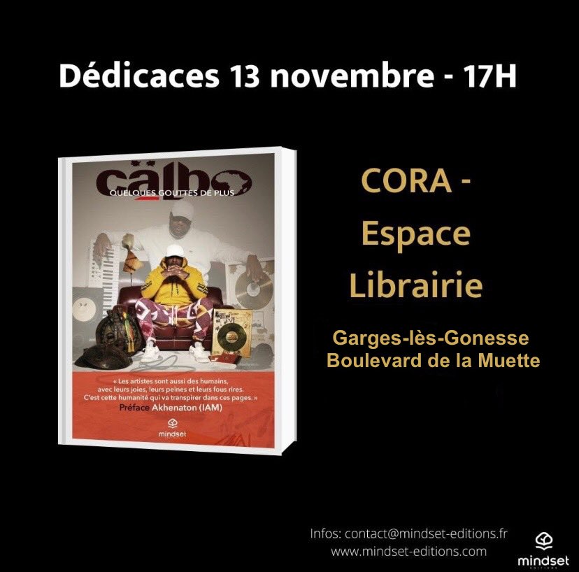 [SIGNATURE DU LIVRE DE M. CALBO ÄRSENIK ]
Ne manque pas demain la signature du livre de M.CALBO Ärsenik à l’Hypermarché CORA de Garges-lès-Gonesse . RDV à 17h 🕔 à  l’espace librairie pour échanger et découvrir son œuvre. 
On vous attends 😎 #entrepreneuriat <a href="/EditionsMindset/">Mindset Éditions</a>