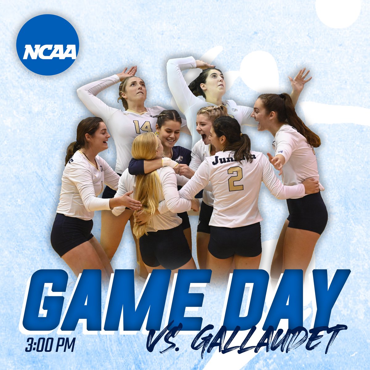 JuniataEagles's tweet photo. Just the beginning! JCWVB takes on Gallaudet in the first round of NCAAs...Let's Goooo!🦅
⌚: 3:00 pm
📍:Clark Gymnasium
🎥: https://t.co/7EGzhoiOtR
📊:https://t.co/qoIWerxkLo
#WingsUp #TakingFlight #GoEagles #JCWVB https://t.co/FQTSNHLryz