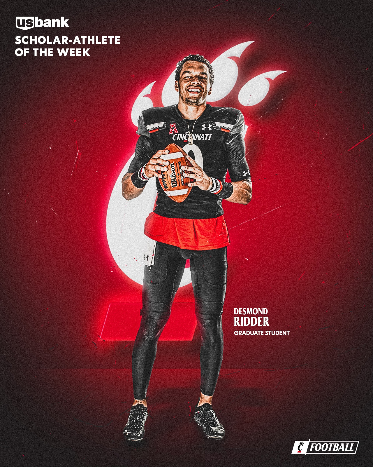 Cincinnati Bearcats on X: Congratulations to our @usbank Scholar-Athlete  of the Week: Desmond Ridder of @GoBearcatsFB! Desmond graduated with a  degree in Sports Administration in just three years and is now working