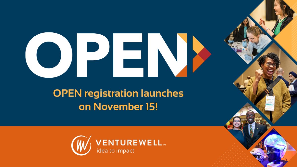 venturewell's tweet photo. Save the Date! We're thrilled to announce that registration for our annual OPEN conference will go live next week on November 15! #vwopen #vwopen22 Learn more: https://t.co/HnARN2l3Bu https://t.co/3zwM8uFtuT