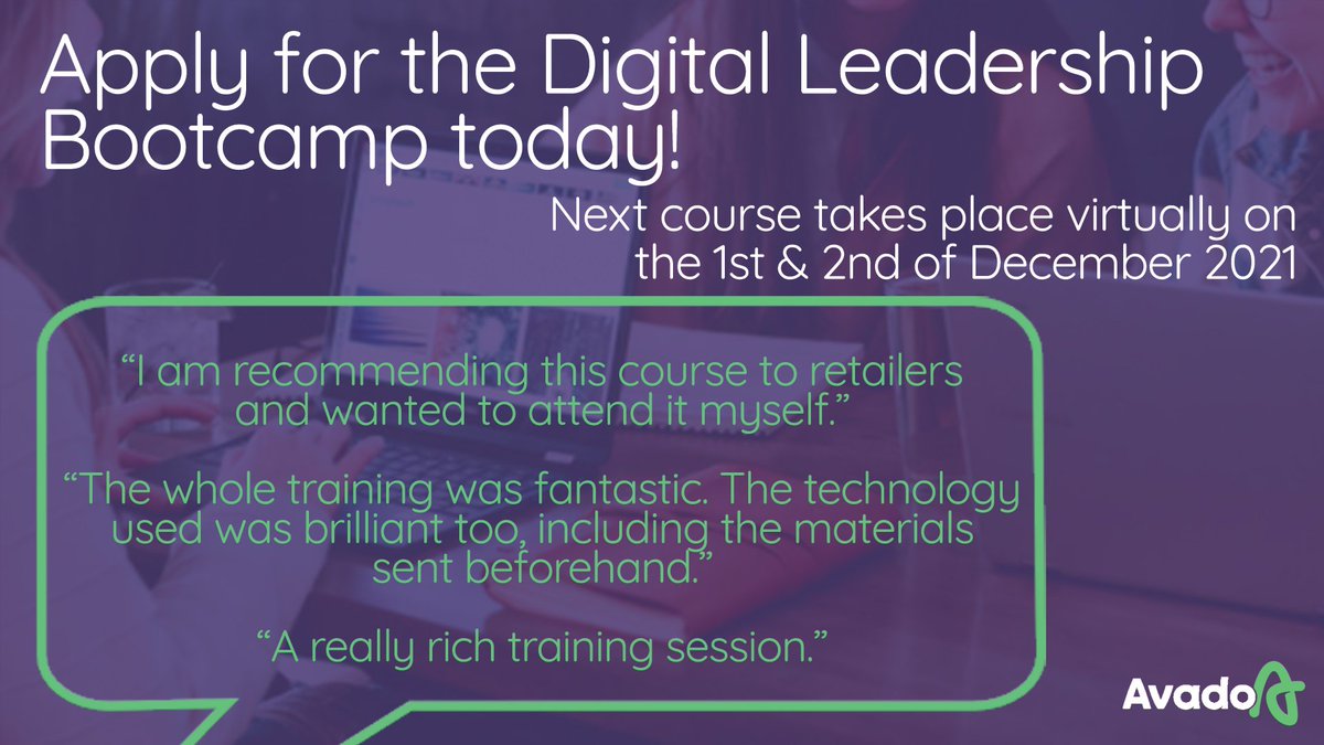 digigreenhouse's tweet photo. Apply now and transform the digital capability of your teams with the #DigitalLeadershipBootcamp! The next course will take place virtually on the 1st and 2nd of December 2021, find out more and apply for a space below,
https://t.co/Uk7XtUhO05
@Avadolearning @Govgg https://t.co/CAcLeJH5bz