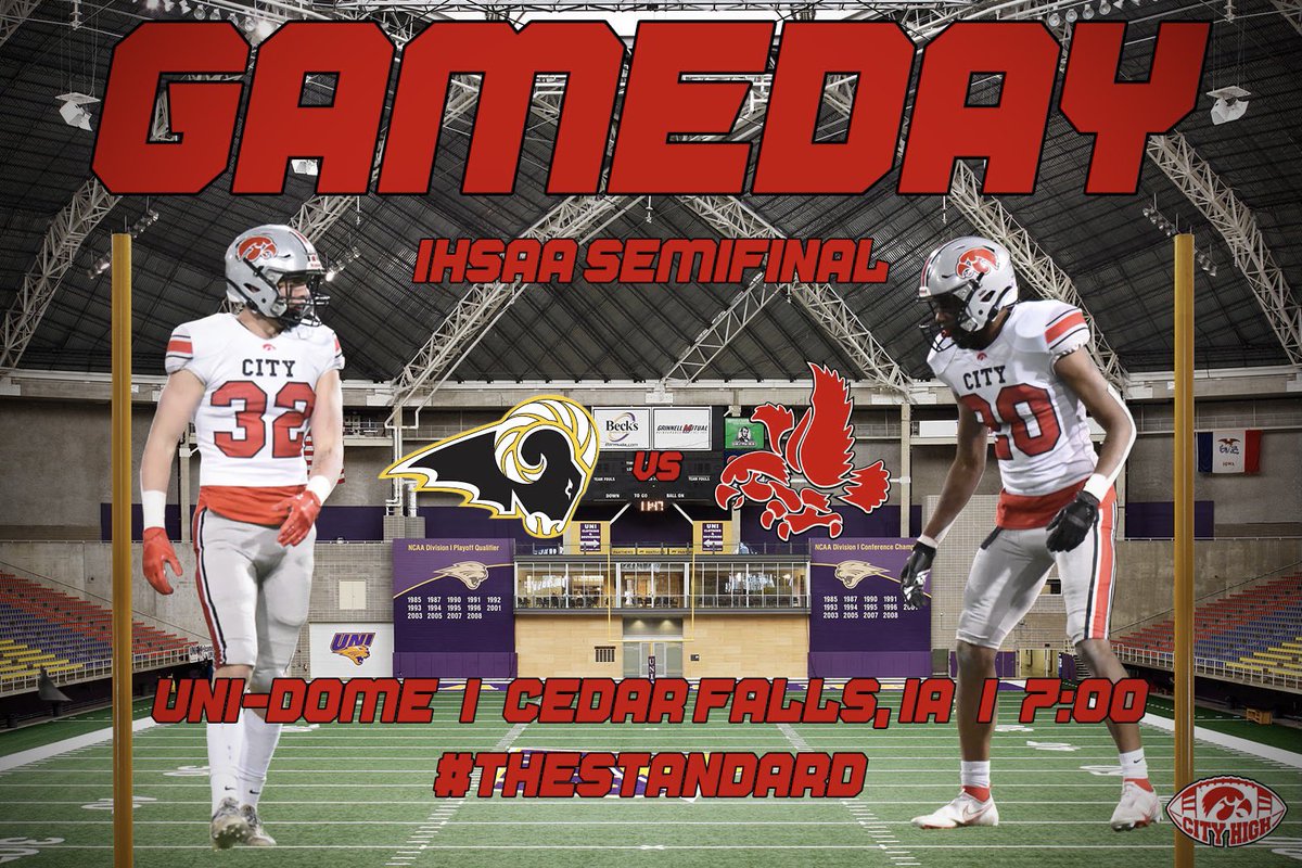 CityHighFB's tweet image. 𝙐𝙉𝙄-𝘿𝙤𝙢𝙚

7 p.m.
Cedar Falls

🔴 RED OUT 🔴

#TheSTANDARD | #TSTL