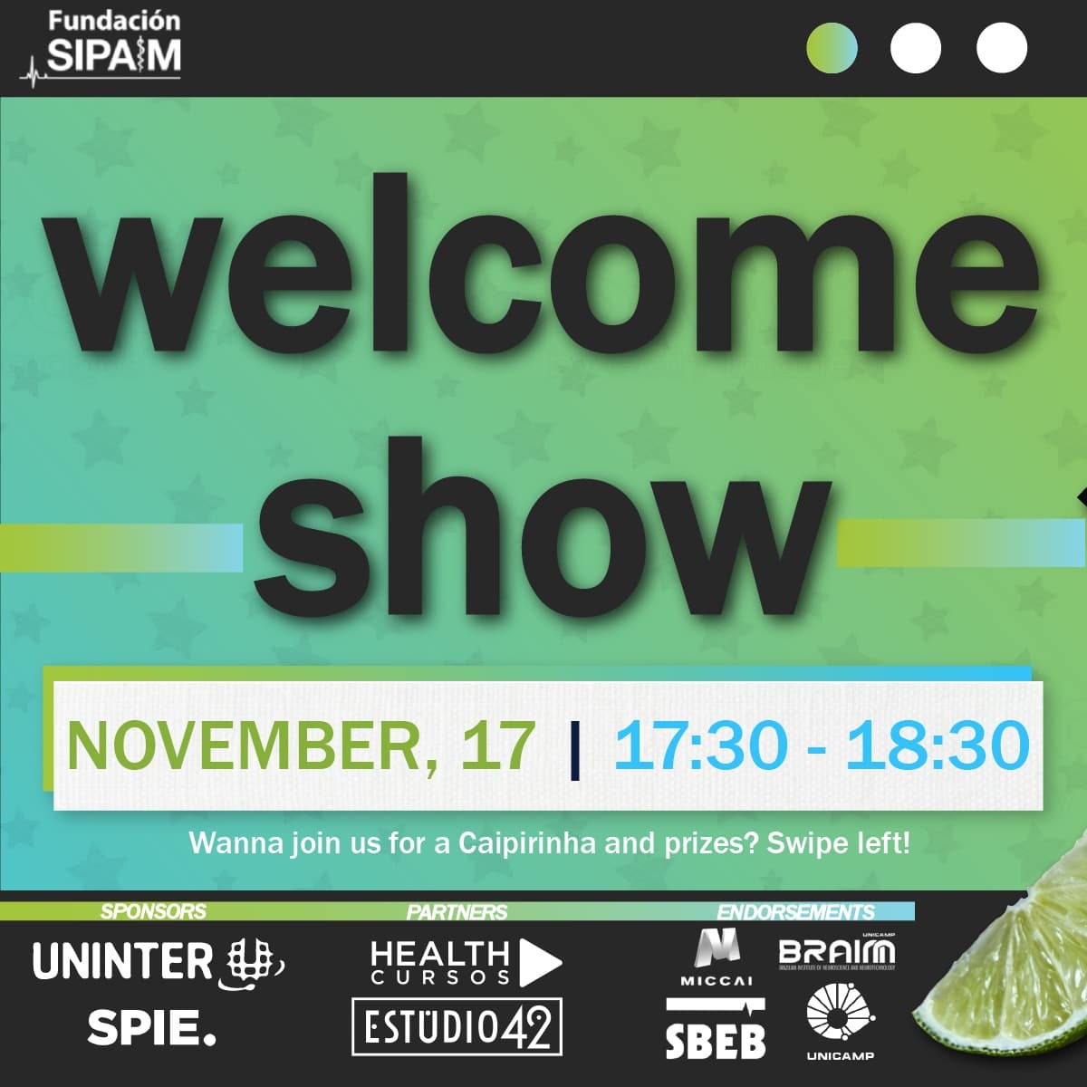 SipaimS's tweet photo. Wanna join us for a Caipirinha and prizes? Swipe left 😁

NOVEMBER, 17 | 17:30 - 18:30
.
#sipaim2021 #siim2021 #sipaimsiim2021 #artificialintelligence #machinelearning #biomedical #medicalimaging #ehealth #digitalpathology #gaitanalysis #biosignals #science #campinas #unicamp #br https://t.co/I2mvnwfN1i