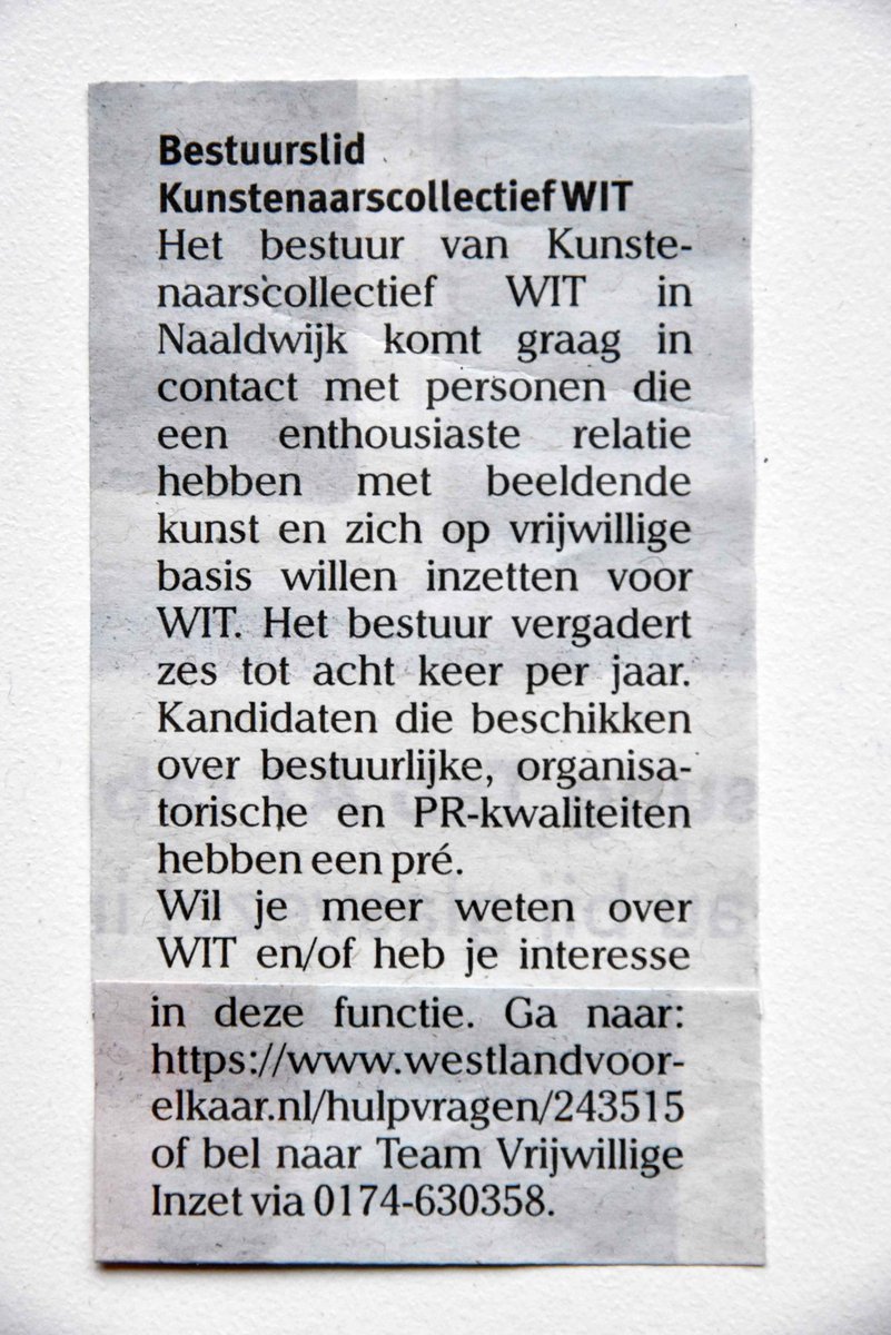 BESTUURSLID GEZOCHT.