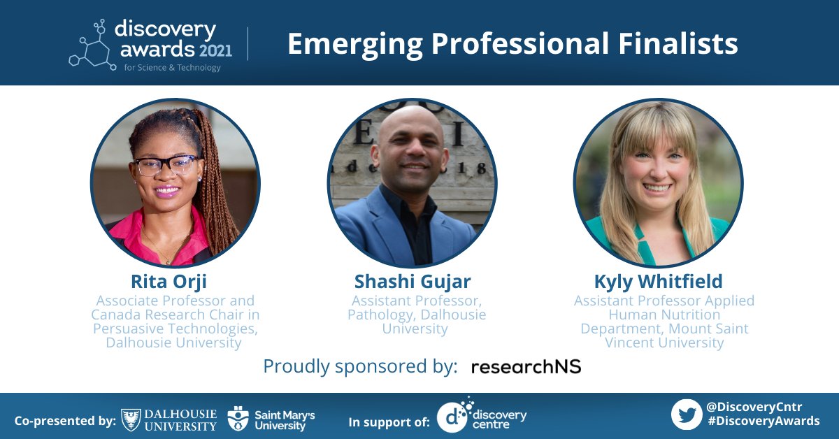 Research Nova Scotia is the proud sponsor of the Emerging Professional Award at #DiscoveryAwards 2021.

This category recognizes an individual who demonstrates intellectual achievement, professional excellence &amp; potential for ongoing growth &amp; development.

researchns.ca/news/