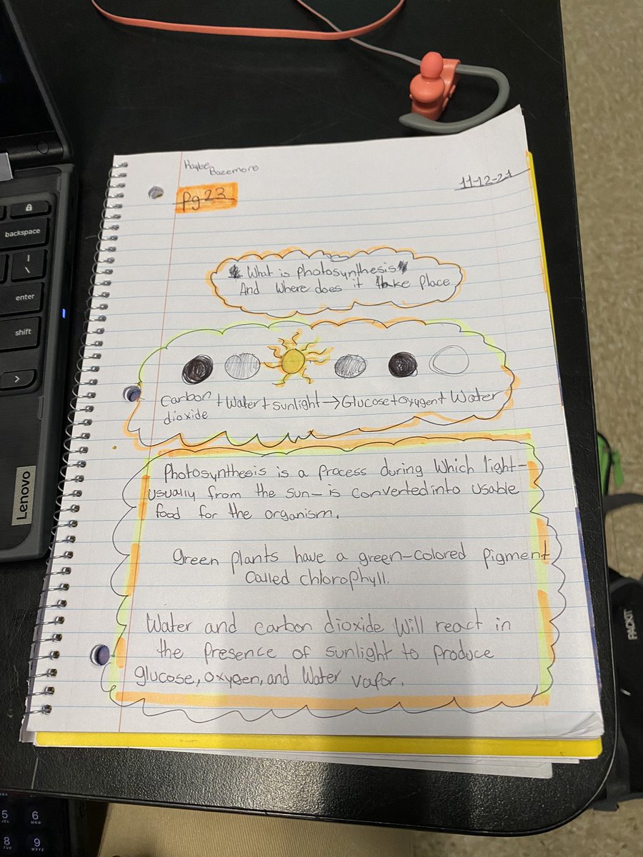 7th grade science Photosynthesis and more!Students practicing focused note taking…this is how it looks