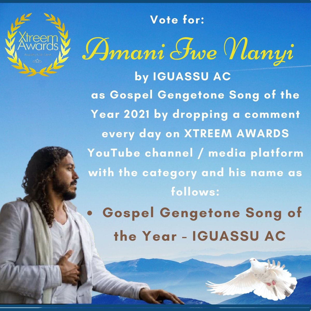 iguassu_ac's tweet photo. Cast your votes "daily" in the following link:
*On YouTube* : https://t.co/fC4rjUwqtB
#Englishgospel #englishgospelsong #hebrewnation #swahilination #hebrewmusic #swahilimusic #latingospel #GospelMusic #GospelMusic https://t.co/ngpCJfziBC