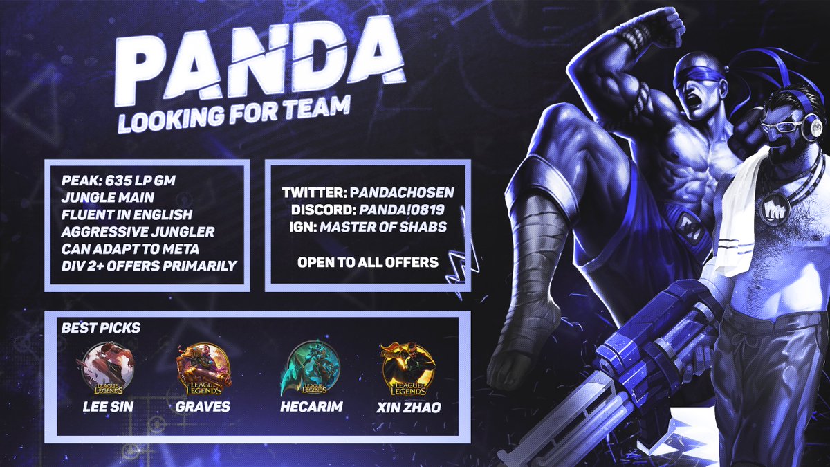 LFT!
After a spilits break from competitive im returning, stronger than ever! All retweets and offers are appreciated! if you have any questions feel free to ask me!