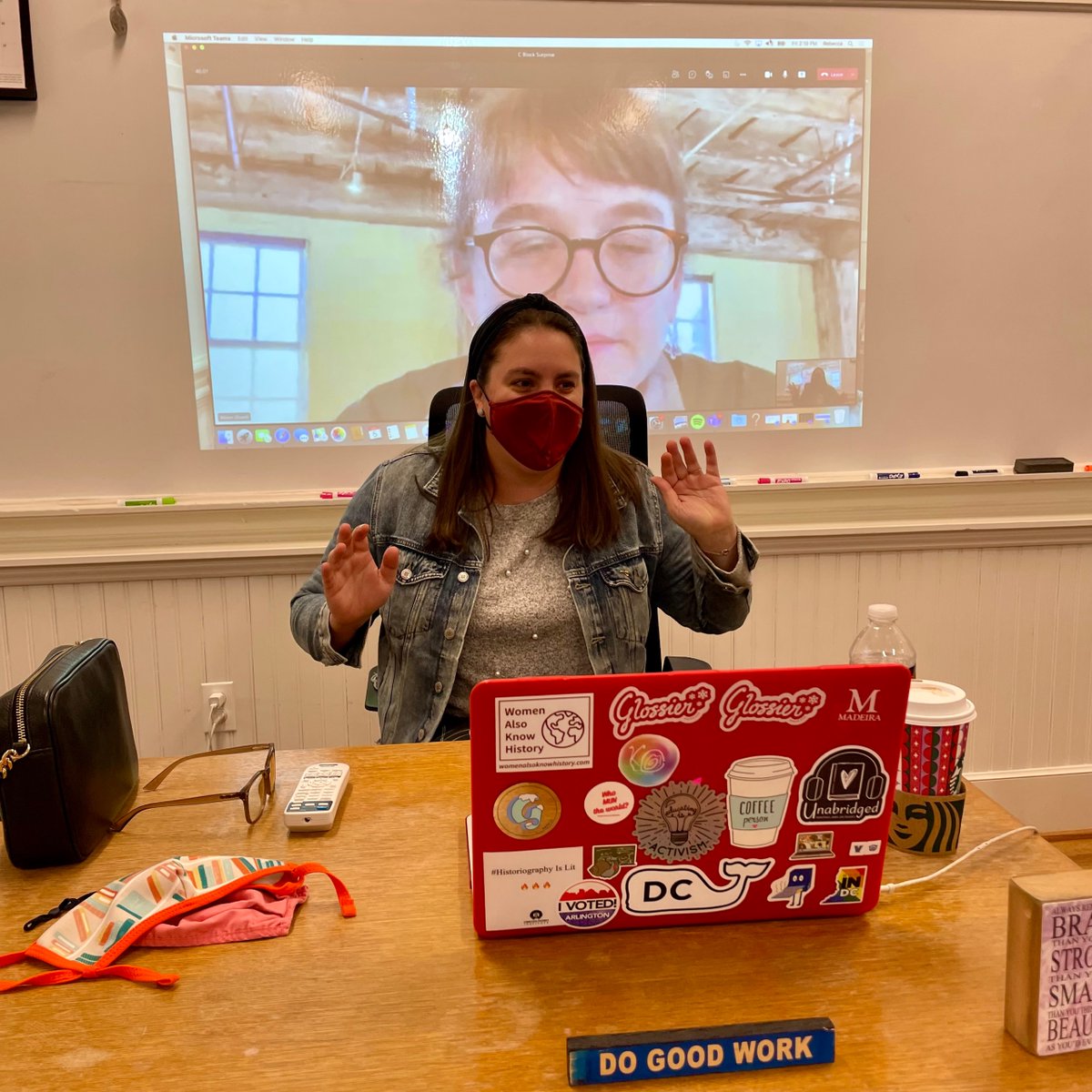 MadeiraSchool's tweet photo. Last week Dr. Allison Horrocks from the @AGirlsPod spoke with Dr. Graham’s Evolution of the US' Role in the World class about American Girl dolls, history, and the limits of representation. Thank you Dr. Horrocks!

#madeiradifference https://t.co/P8Q0AGxKHB