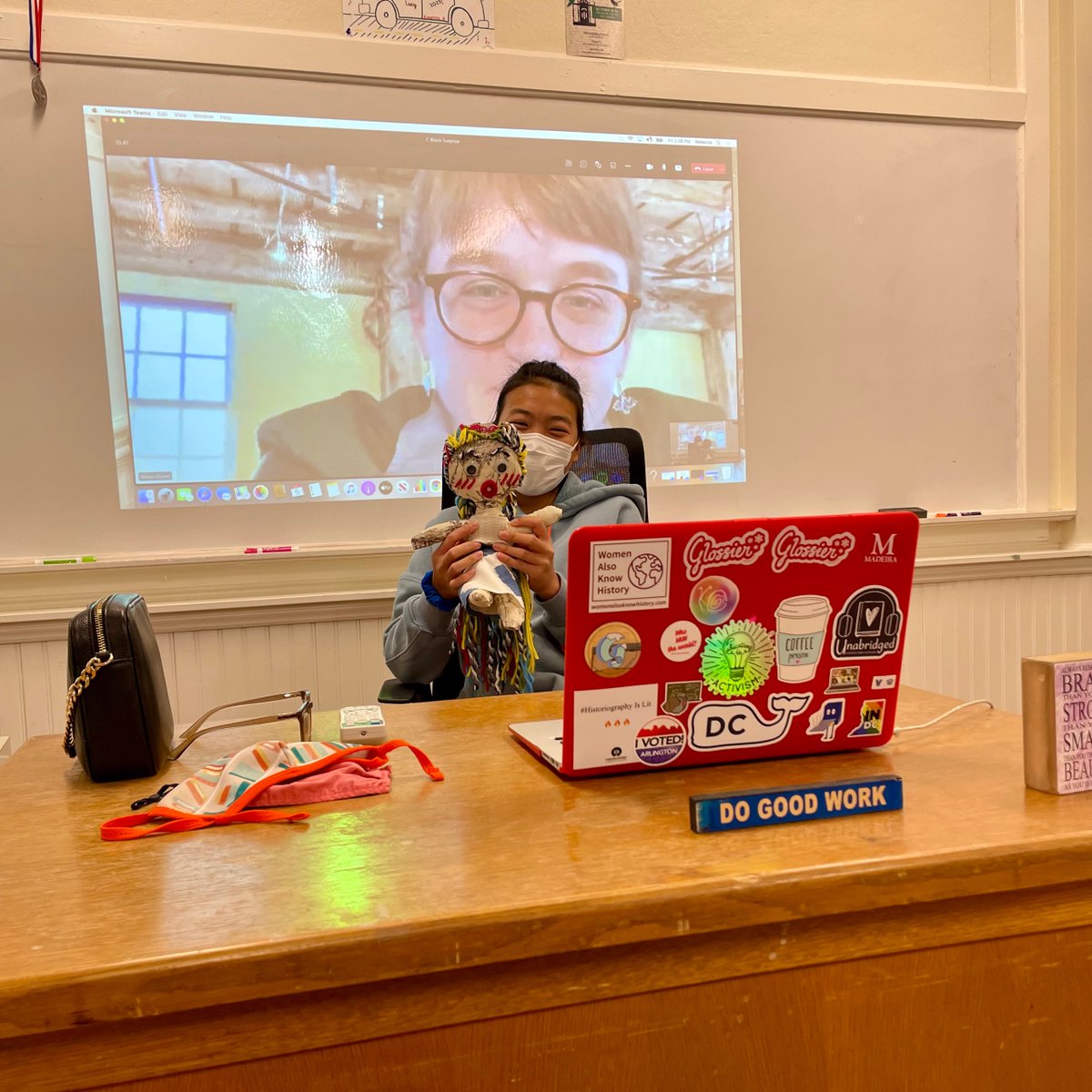 MadeiraSchool's tweet photo. Last week Dr. Allison Horrocks from the @AGirlsPod spoke with Dr. Graham’s Evolution of the US' Role in the World class about American Girl dolls, history, and the limits of representation. Thank you Dr. Horrocks!

#madeiradifference https://t.co/P8Q0AGxKHB