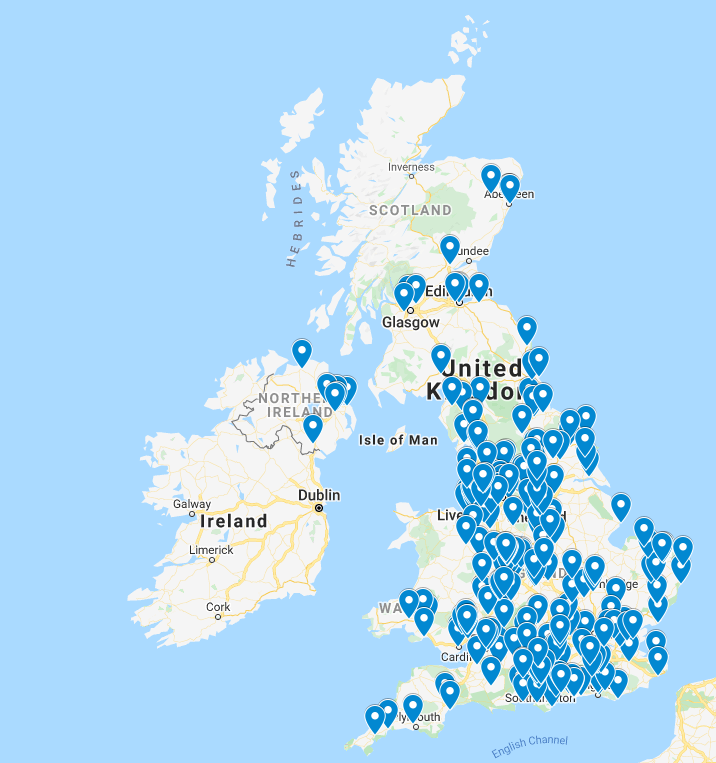 lizchapple's tweet photo. Map of DEPPA (Denplan PreViser Patient Assessment) dentists who performed repeat oral health assessments on patients produced for a research paper #previser #oralhealthassessment. https://t.co/cylHEqmviA