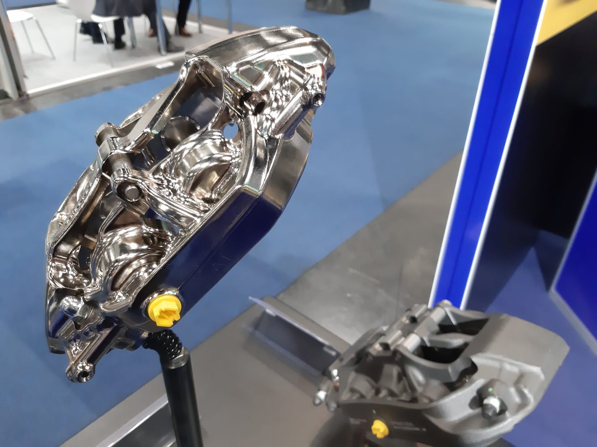 APRacingLtd's tweet photo. The first European viewing of our dazzling nickel plated Pro 5000 R brake caliper being displayed at the PMW Expo in Cologne.
#apracing #pmwe #pro5000r #brakes #bestofbritish https://t.co/EidxlxskBd