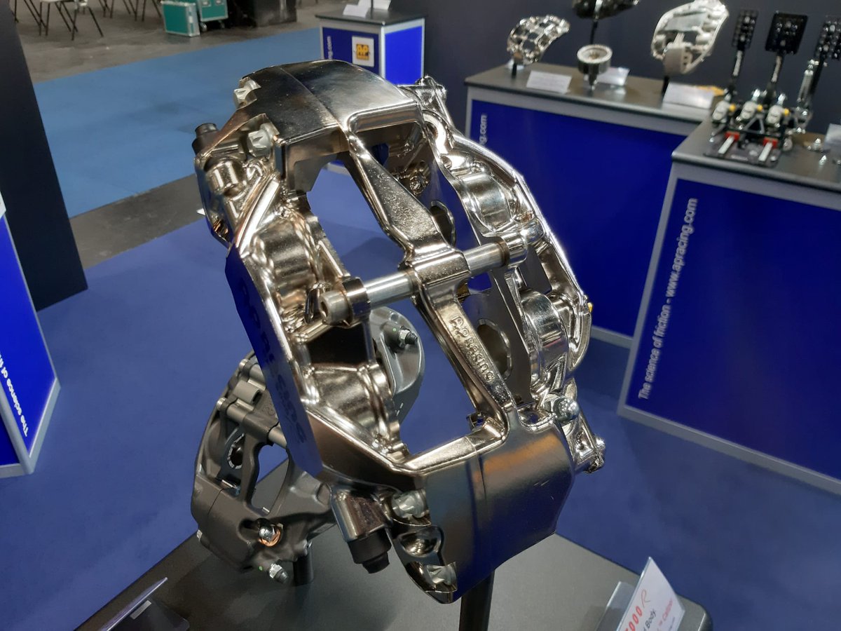 APRacingLtd's tweet photo. The first European viewing of our dazzling nickel plated Pro 5000 R brake caliper being displayed at the PMW Expo in Cologne.
#apracing #pmwe #pro5000r #brakes #bestofbritish https://t.co/EidxlxskBd