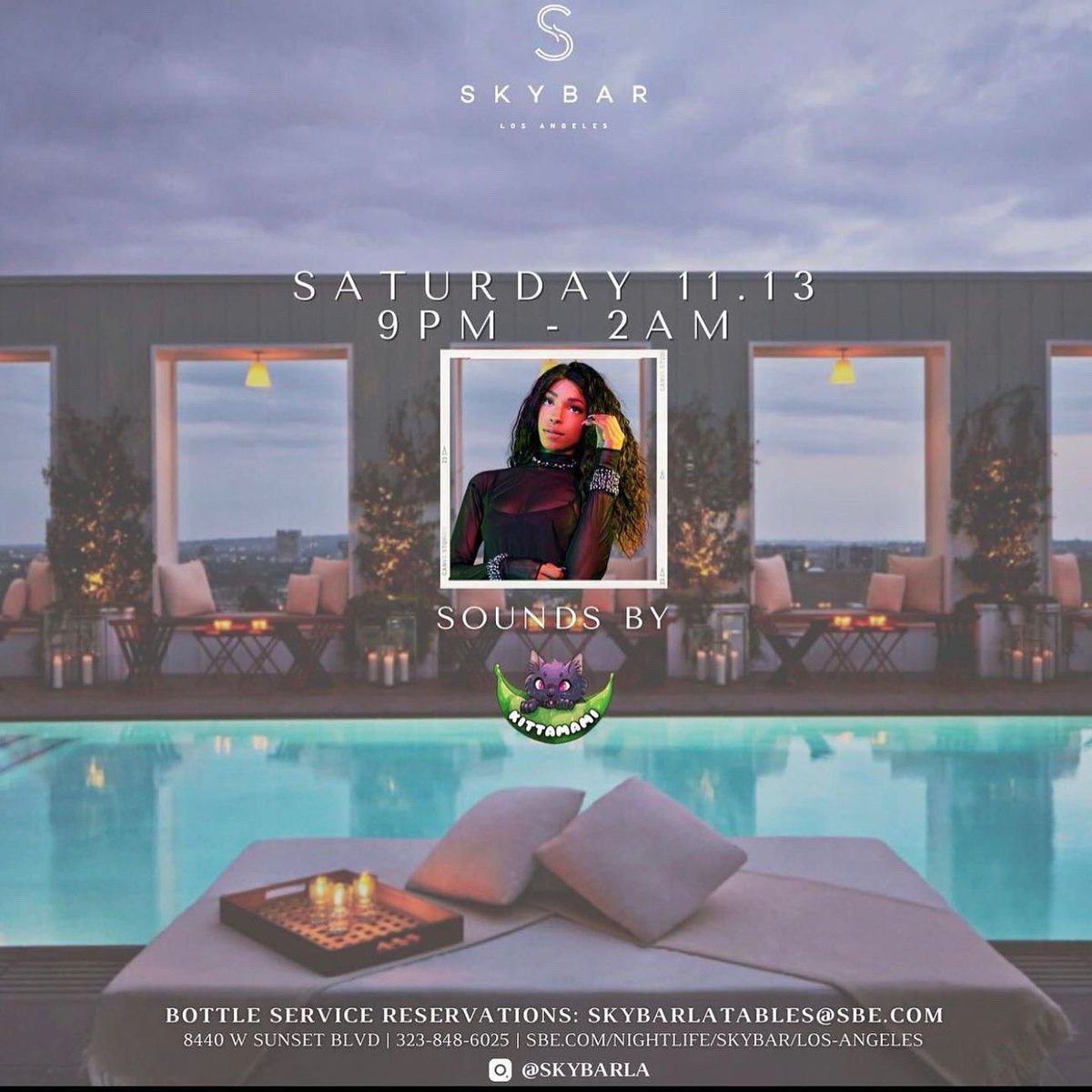kittamami's tweet image. So ready to play an epic set this Saturday at @SkybarLA 9pm-2am 
Pull up and catch a vibe. 
#skybarla #dj #nightlifela