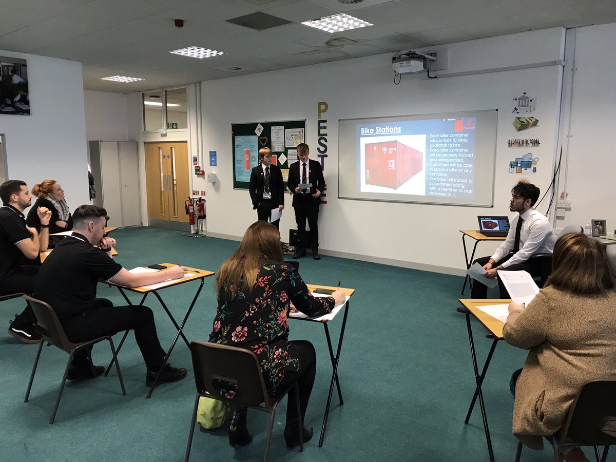 Today, all our Year 13 students are pitching their Innovation Proposals to panels of employers from a broad range of industries. Our students have developed social enterprise businesses. 
We are underway with our 1st team pitches of the day followed by Q+A
<a href="/BryntirionComp/">BryntirionComp</a>