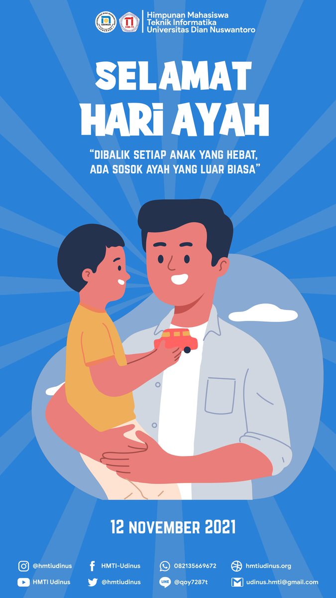 Kami Keluarga Besar Himpunan Mahasiswa Teknik Informatika mengucapkan Selamat Memperingati Hari Ayah✨

"Dibalik setiap anak yang hebat, ada sosok ayah yang luar biasa"