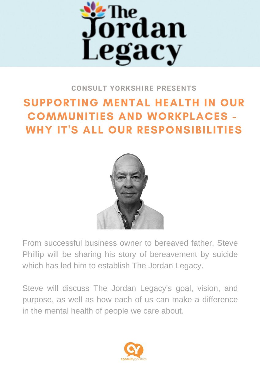 consultyorks's tweet photo. Our next Consult Yorkshire meeting is one not to be missed - Wednesday 17th November, 9.30-11.30am. 

We will be joined by Steve Phillip from The Jordan Legacy.

https://t.co/9lbLZlitSV https://t.co/5mKgbvmN2C