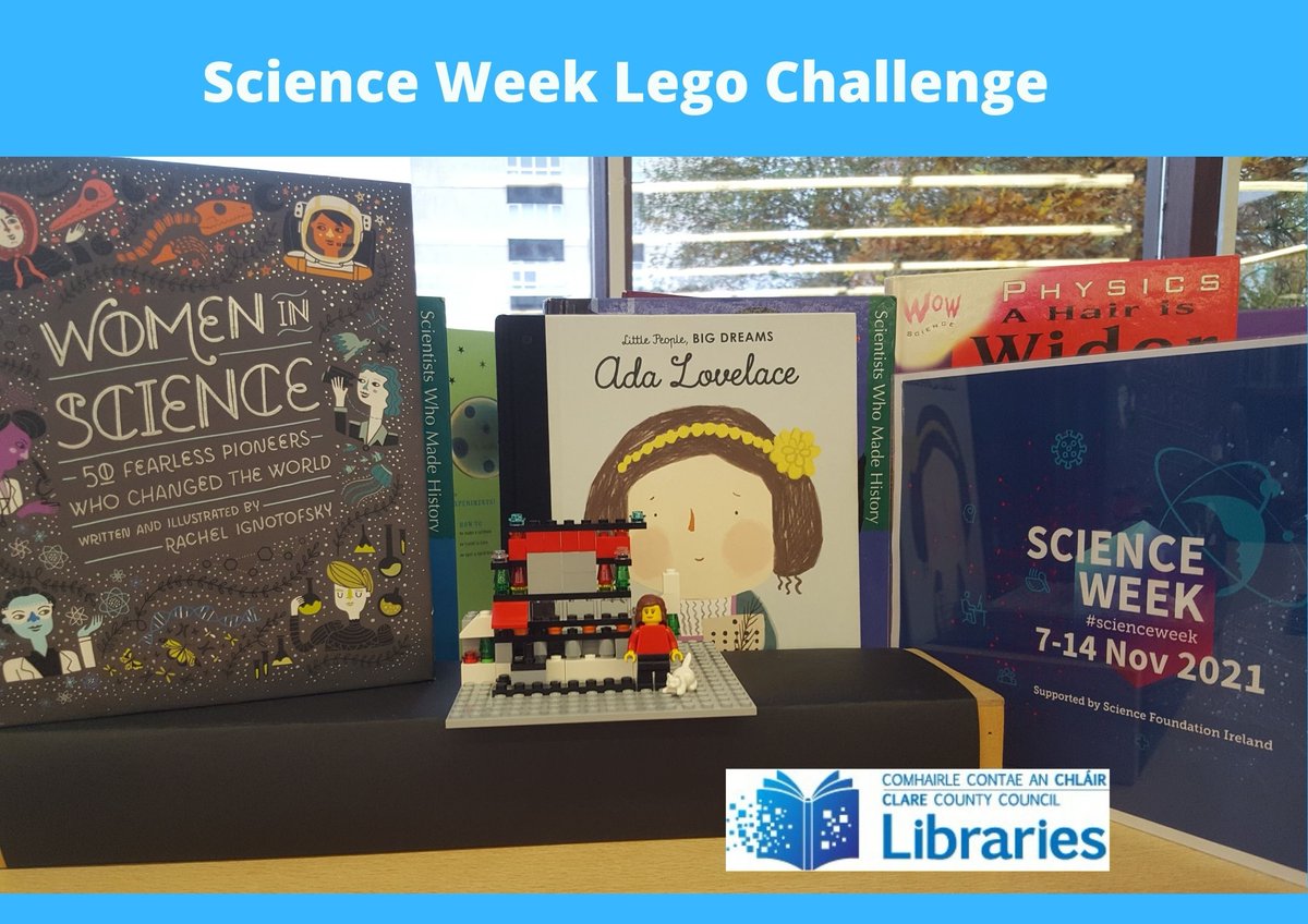 clarelibrary's tweet photo. This week is #ScienceWeek and here in #shannonlibrary we have made a Lego model of our favourite science hero #adalovelace (accompanied by Mrs. Puff).Ada loved numbers and was the world’s first computer programmer.
#legomodel #aidalovelace #computerprogrammer #legoatthelibrary https://t.co/ysQY4hRGch