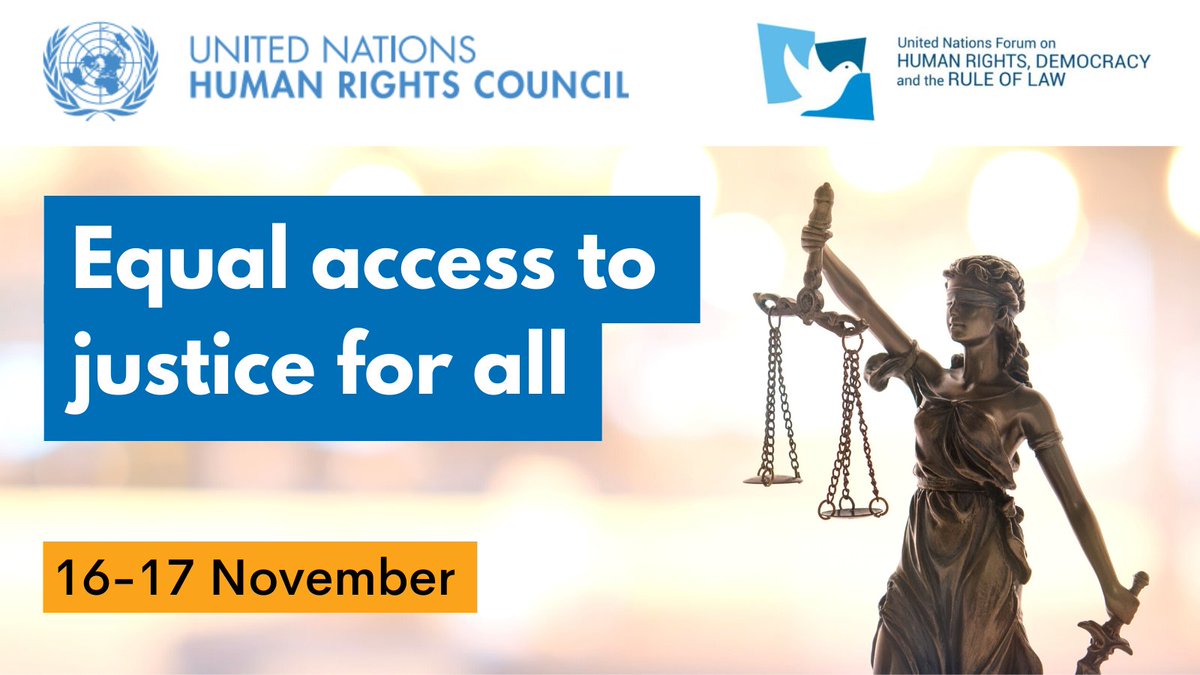 UN_HRC's tweet photo. 🔵 SAVE THE DATE

The 3rd session of the "Forum on Human Rights, Democracy and the Rule of Law" takes place on 16-17 November, with the theme of equal access to justice.

REGISTER here ▶️ https://t.co/40EJAcTO7u https://t.co/Ov18BriObv