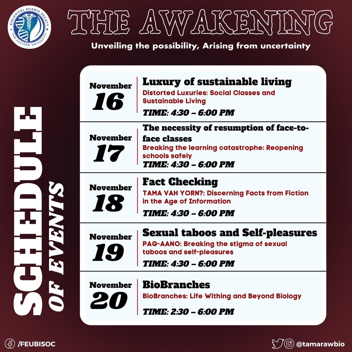 tamarawbio's tweet photo. BOOOO!👻 Get ready for a full week of social and personal learning and development on THE AWAKENING 🤯

#TheAWAKENING2021
#PioneeringTheParadigmShift

(1/4) https://t.co/d0DiydJLrU