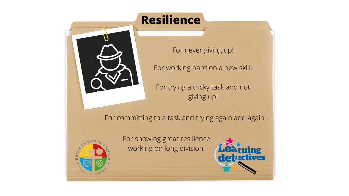 HolmeCofEPA's tweet image. Congratulations to our Learning Detective winners this week - our theme for this half term is &apos;Resilience.&apos; 
Here are a few of the reasons why children received their award today!
#LearningDetectives #Resilience #SmallButMighty