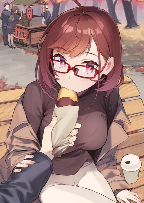 焼きいもシェアリングする近視の姉👓🍠
「ひとくちも～らい」 