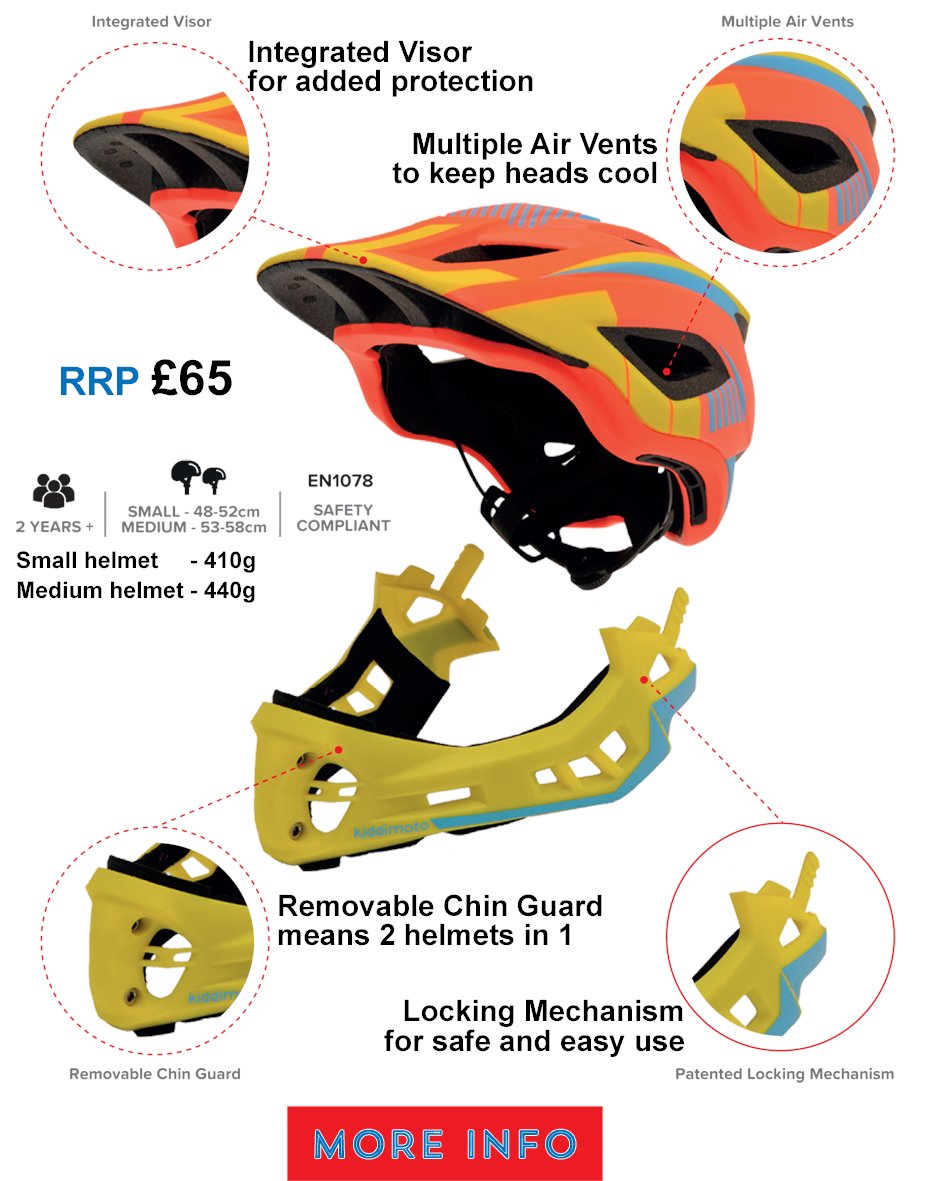 Here at Kiddimoto we are very child-centric in all of our product development. There may be other full face helmets out there, but the children’s sizes are often scaled down adult helmets that are bulky and heavy – not this helmet. IKON weighs from just 270g for small
#Kiddimoto