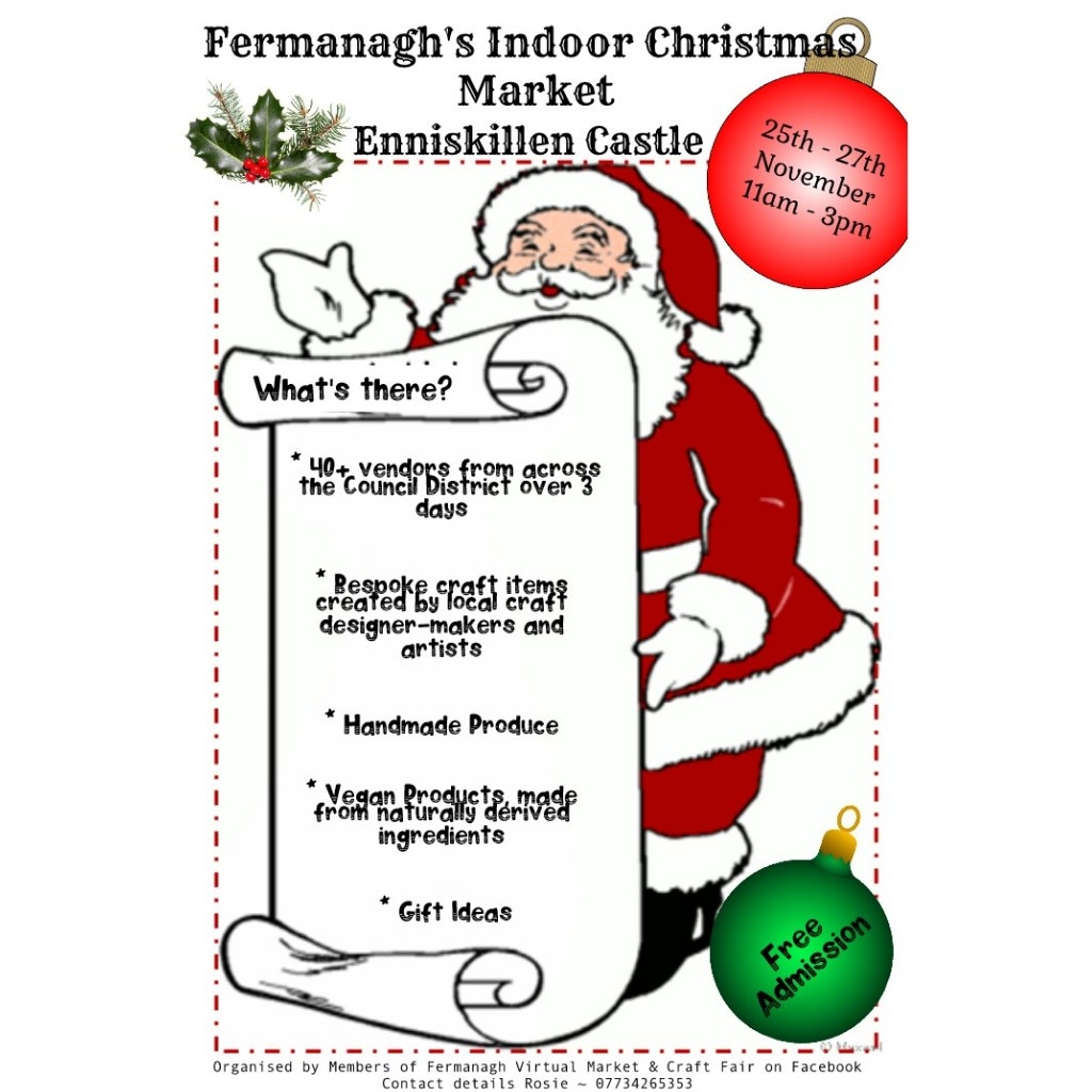 CiarasLibrary's tweet photo. Come down and join us at @ECMFCM for Fermanagh's Indoor Christmas Market. 25th-27th Nov 11am-3pm. #seeyouthere

Let's get the festive spirit going🎄🎅🤶❤ https://t.co/B9CNfJvOR6