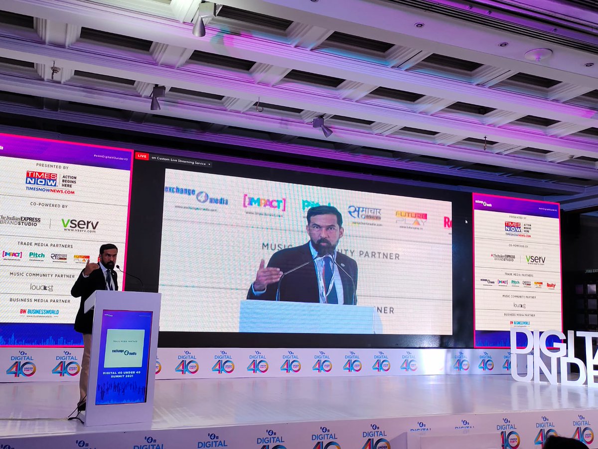 e4mevents's tweet photo. Mr. Siddhartha Butalia - CMO, Air Asia India is giving his thoughts on ‘Delivering Economic Value through, data, digitisation and personalization’ at #e4mDigital40under40 Summit.
 @SidButalia @AirAsiaIndia  @anuragbatrayo @nawalahuja @priyankae4m1 https://t.co/5J931uiYIs