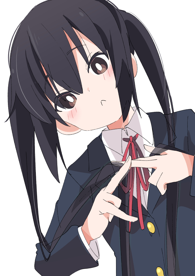 nakano azusa 1girl white pupils solo bright pupils twintails sakuragaoka high school uniform black hair  illustration images