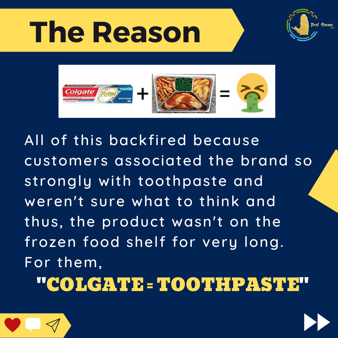 profseemagupta's tweet image. Colgate! 🦷

The Biggest Brand extension failures! ⛔

The brand launched Kitchen Entrees in the United States in 1982. 🚀

Did it fail for any particular reason? Share your thoughts in the Comments Section. 🤔👇

•
•
•
•
•
#colgate #colgatesmile #iimb #profseema