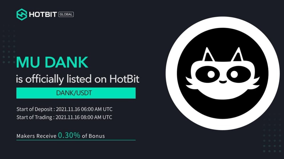 thememeunity's tweet image. 🚨 $DANK is officially listed on #HOTBIT!🚨

🕕 Deposits start on 11.16 at 06:00AM UTC
🕗 Live Trading will start on 11.16 at 08:00AM UTC

Full details👉bit.ly/3c3bgqX

We are just getting started memers! This is just one of many big announcements we have planned!🚀