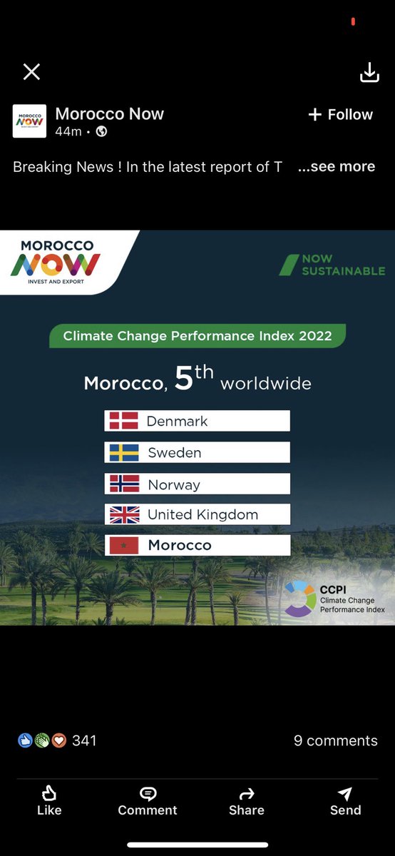 KMedrek's tweet photo. #Morocco ranked top 5 best-performing countries in the global Climate Change Performance Index, on #GHGEmissions, #EnergyUse, #Renewables and #ClimatePolicy. Under the leadership of King #MohammedVI, Morocco has become a world leader in #renewable_energy. #CCPI2022 @dfat @MFATNZ https://t.co/W2OfBbaxKa